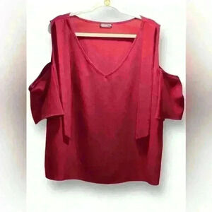 Shein Curvy 3XL Burgundy Top With Cold Shoulder New